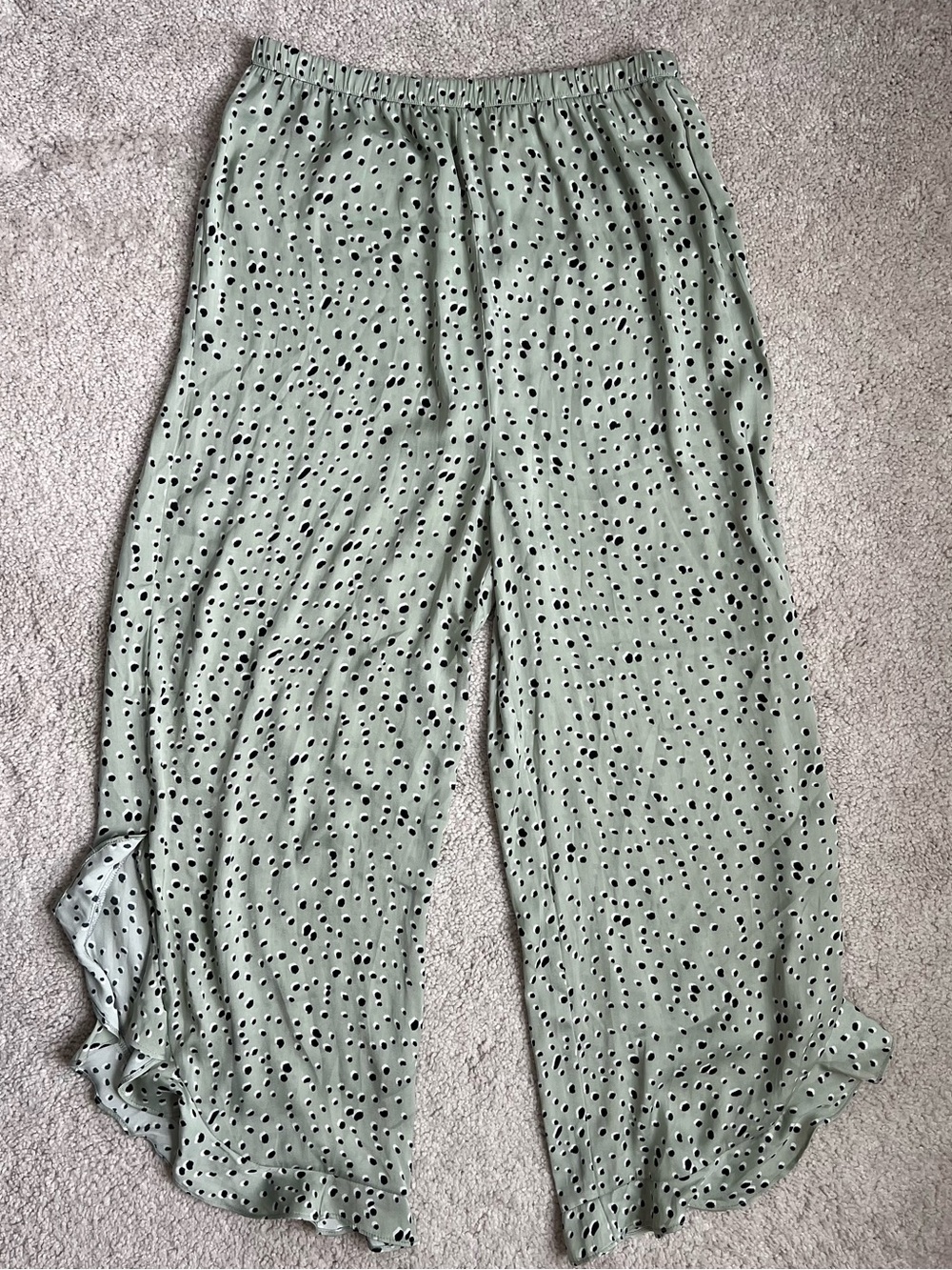 saltwater LUXE Sage Green Polka Dot Ruffle Pull On Pants Size Small